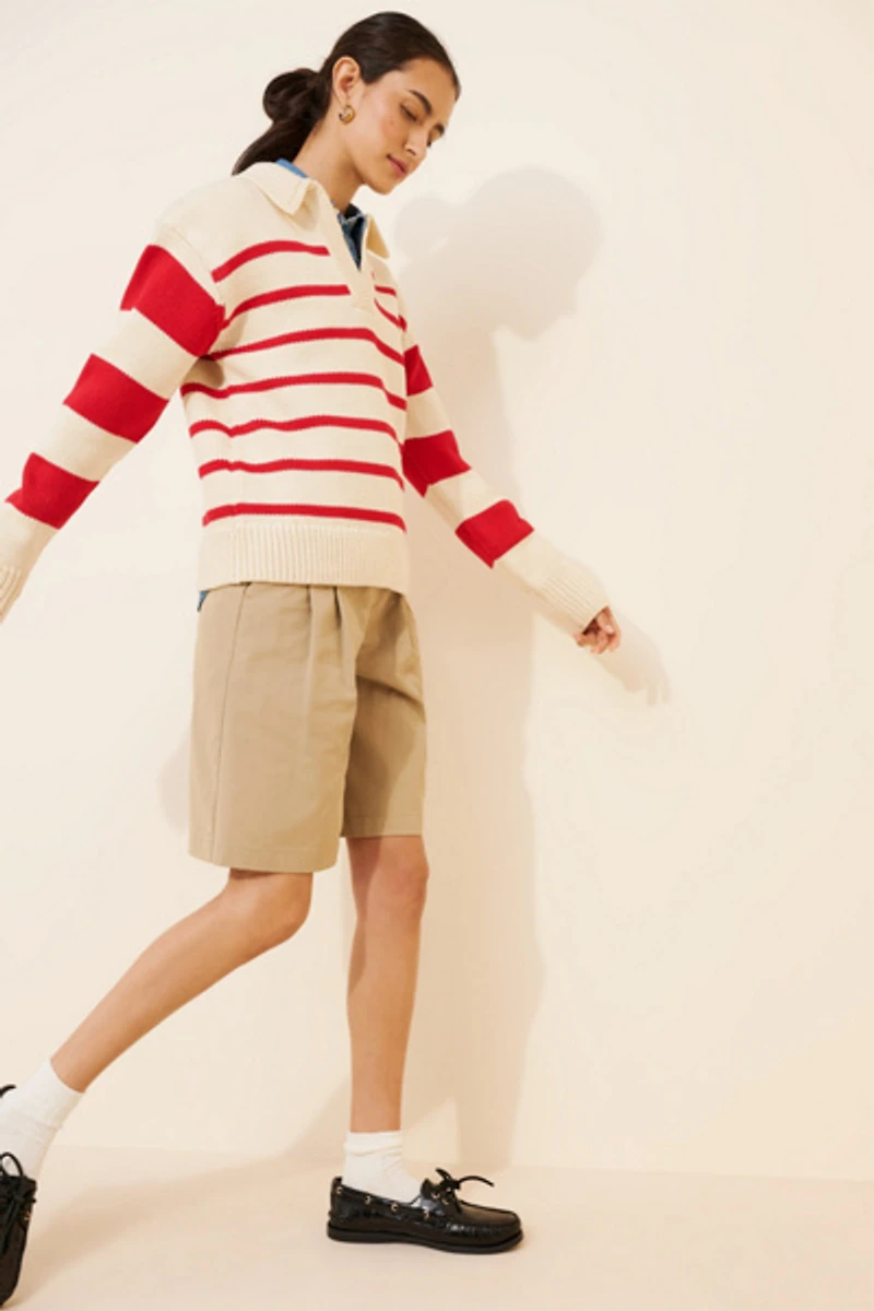 English Factory Striped Collared Sweater