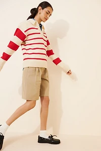 English Factory Striped Collared Sweater