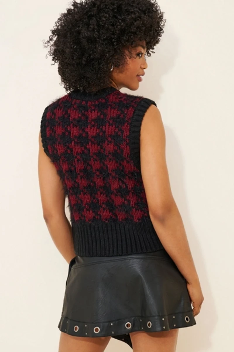 The Ragged Priest Jasper Grunge Houndstooth Sweater Vest