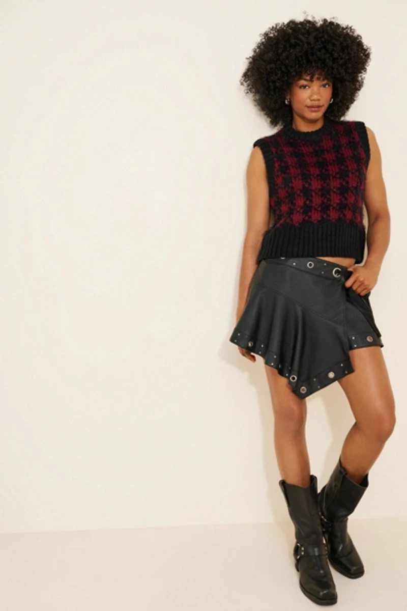 The Ragged Priest Jasper Grunge Houndstooth Sweater Vest