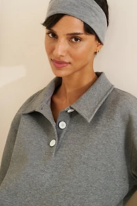 Grey Lab Sculptured Polo Sweatshirt