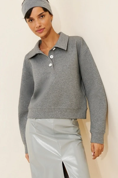 Grey Lab Sculptured Polo Sweatshirt