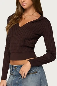 Edikted Kimani Cable Knit Hooded Sweater