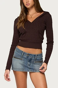Edikted Kimani Cable Knit Hooded Sweater