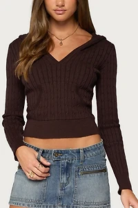 Edikted Kimani Cable Knit Hooded Sweater
