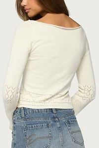 Edikted Maple Pointelle Knit Long Sleeve Top