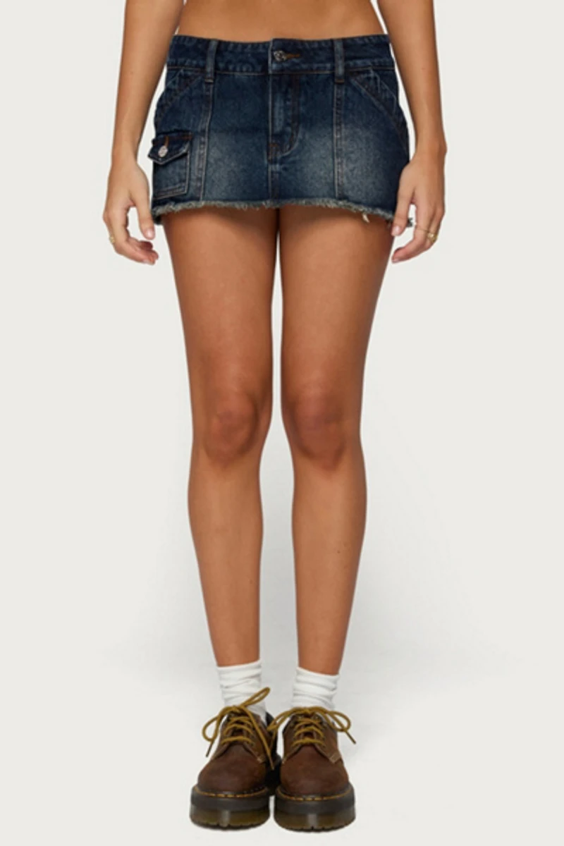 Edikted Adania Denim Mini Skort