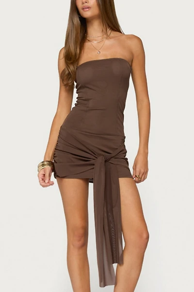 Edikted Natcha Strapless Mesh Corset Mini Dress