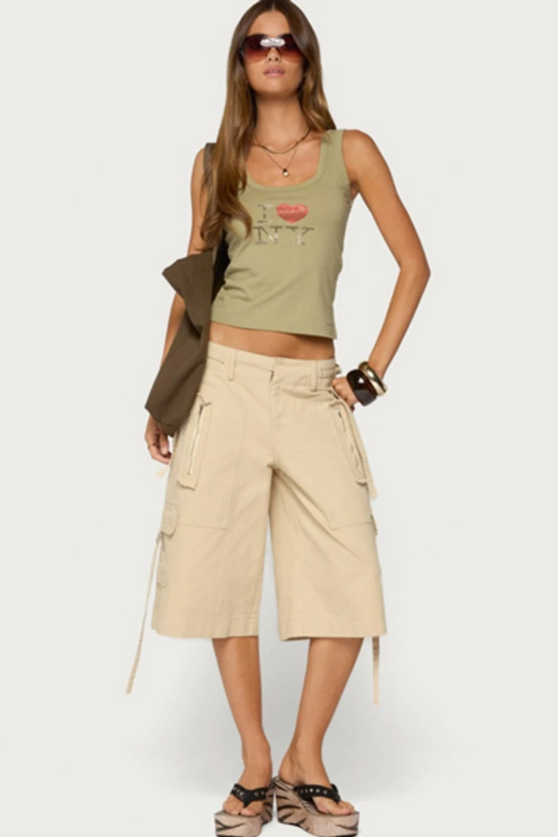 Edikted Avelisse Cotton Cargo Bermuda Shorts