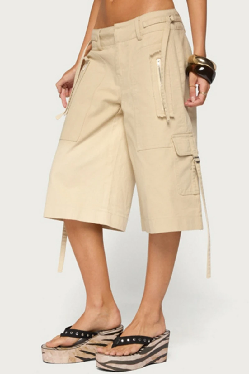 Edikted Avelisse Cotton Cargo Bermuda Shorts