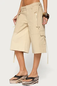 Edikted Avelisse Cotton Cargo Bermuda Shorts