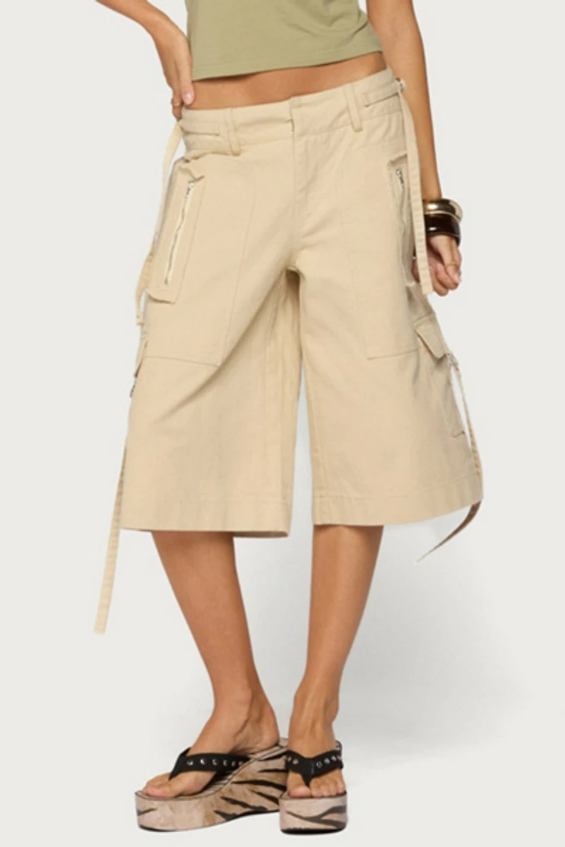 Edikted Avelisse Cotton Cargo Bermuda Shorts