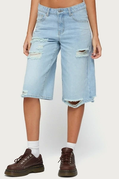 Edikted Distressed Low Rise Boyfriend Bermuda Shorts