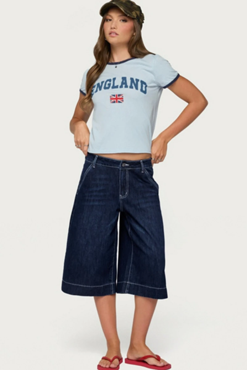 Edikted Letty Low Rise Denim Bermuda Shorts