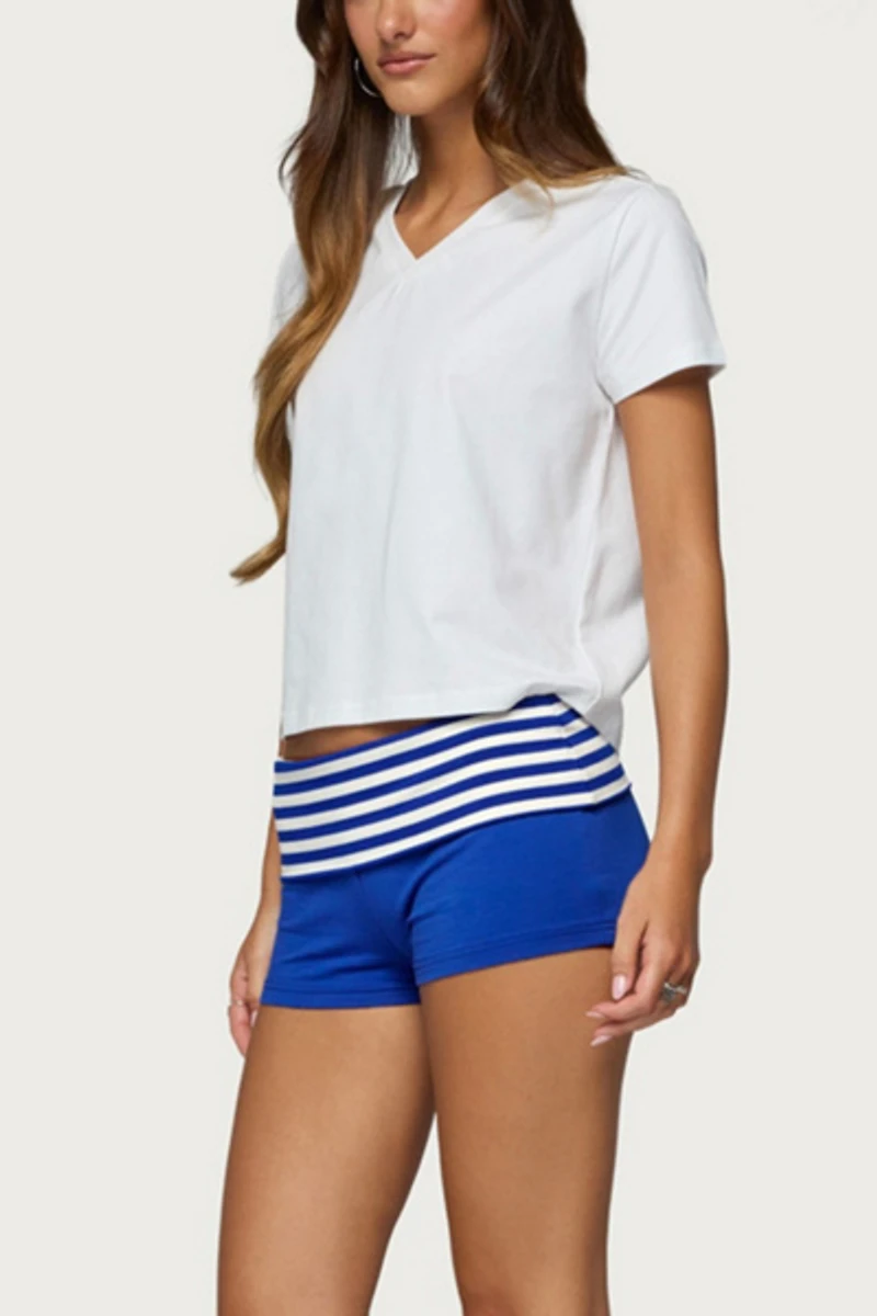 Edikted Shantal Stripey Foldover Shorts