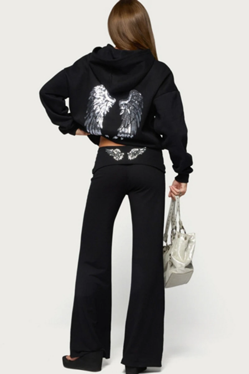 Edikted Angel Energy Sequin Foldover Pants