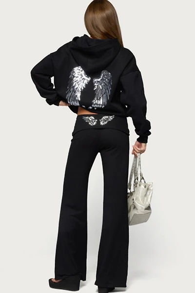 Edikted Angel Energy Sequin Foldover Pants