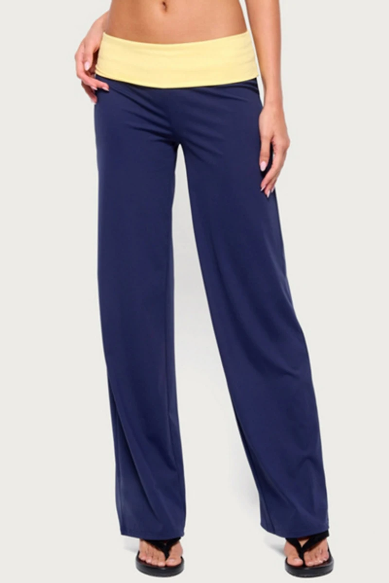 Edikted Dayna Contrast Foldover Straight Leg Pants
