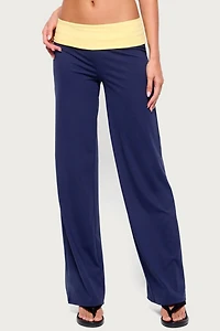 Edikted Dayna Contrast Foldover Straight Leg Pants