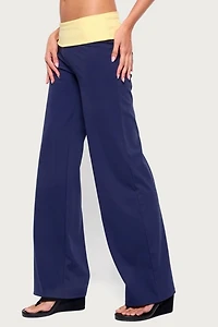 Edikted Dayna Contrast Foldover Straight Leg Pants