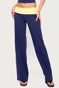 Edikted Dayna Contrast Foldover Straight Leg Pants