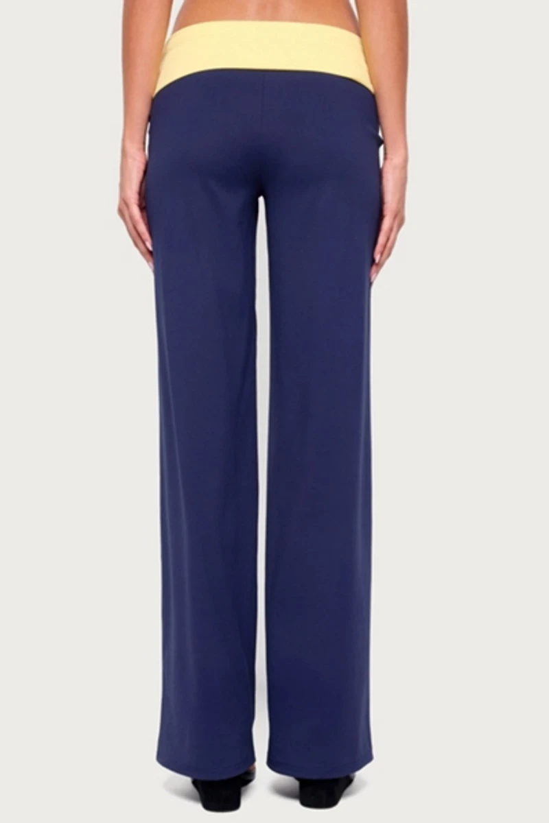 Edikted Dayna Contrast Foldover Straight Leg Pants