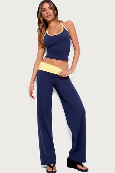 Edikted Dayna Contrast Foldover Straight Leg Pants