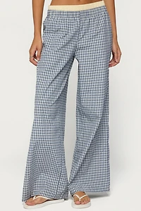 Edikted Indya Contrast Plaid Wide Leg Pants