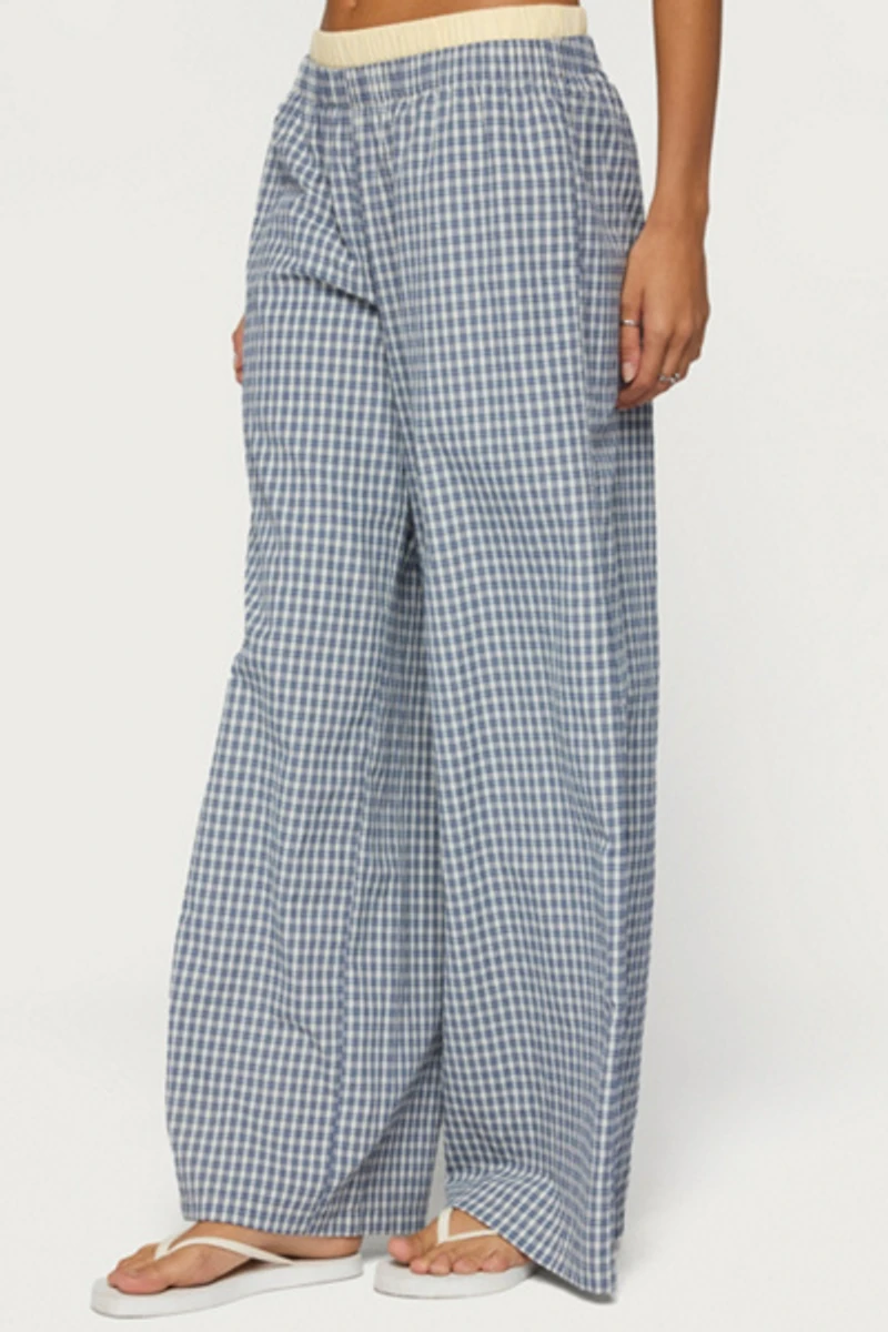 Edikted Indya Contrast Plaid Wide Leg Pants