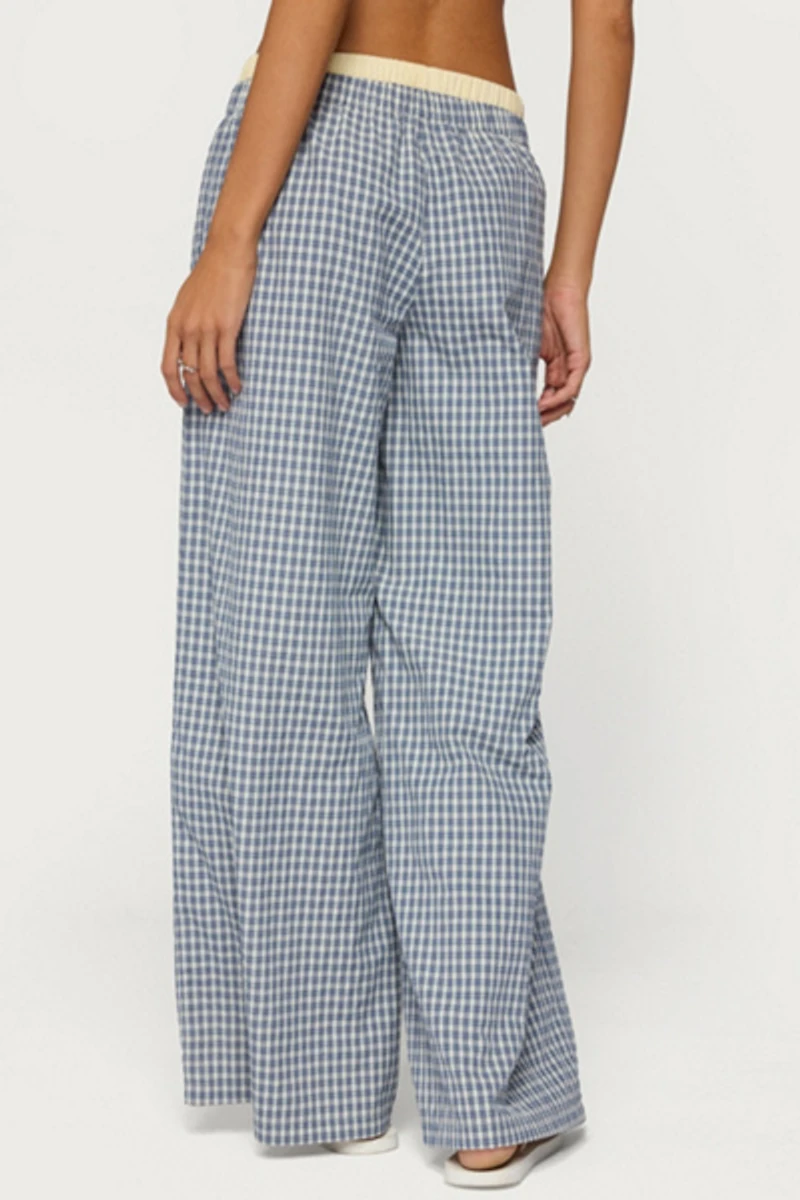 Edikted Indya Contrast Plaid Wide Leg Pants