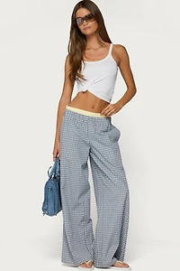 Edikted Indya Contrast Plaid Wide Leg Pants