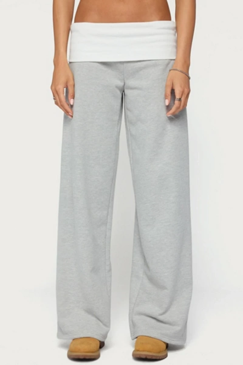 Edikted Idha Contrast Foldover Baggy Sweatpants