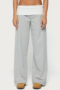 Edikted Idha Contrast Foldover Baggy Sweatpants