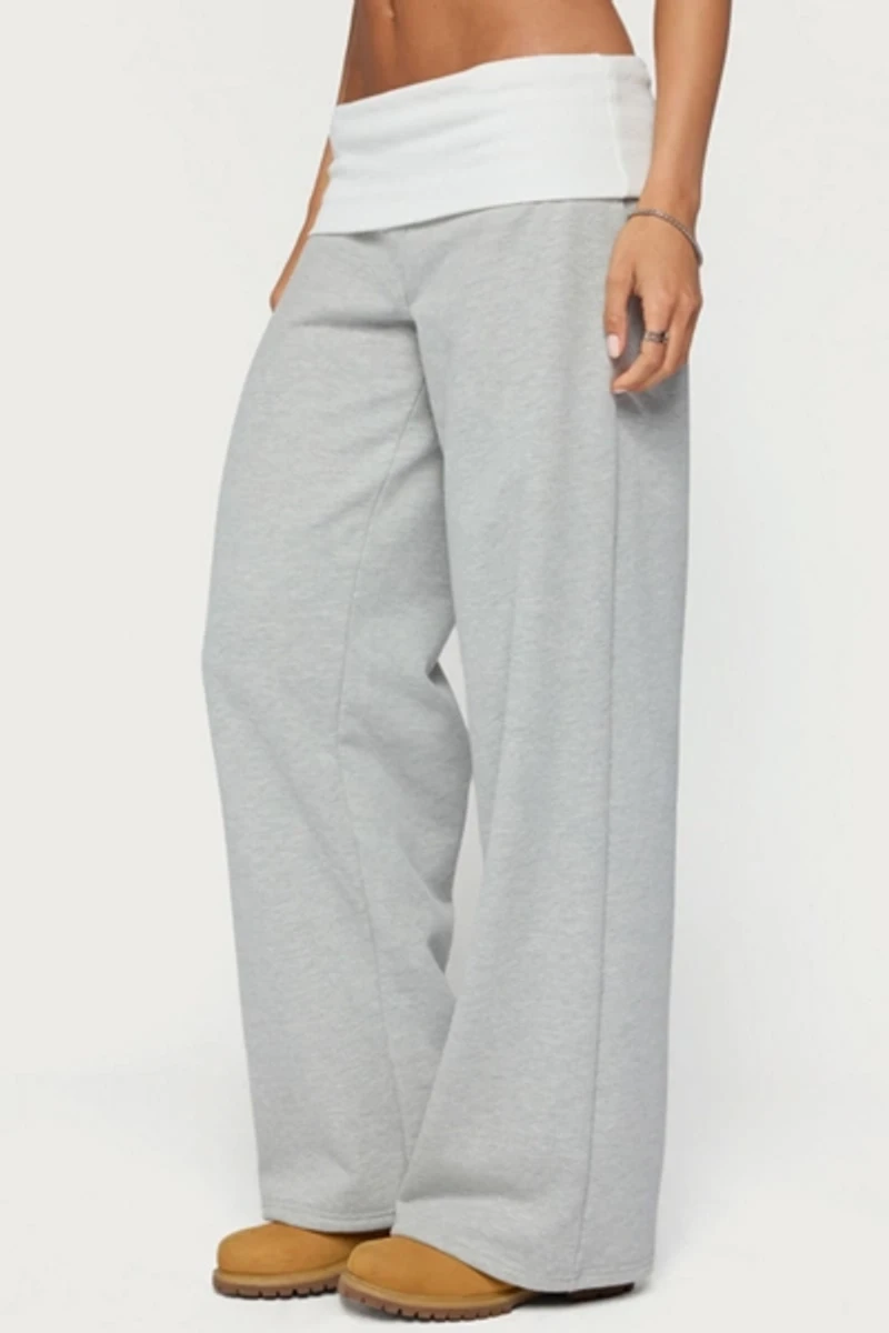 Edikted Idha Contrast Foldover Baggy Sweatpants
