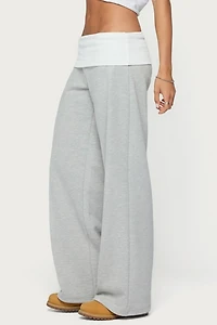 Edikted Idha Contrast Foldover Baggy Sweatpants