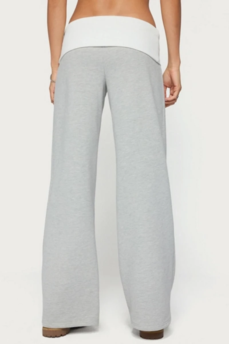 Edikted Idha Contrast Foldover Baggy Sweatpants