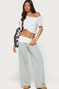 Edikted Idha Contrast Foldover Baggy Sweatpants