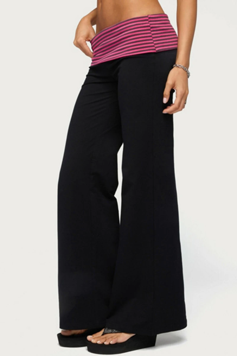 Edikted Maci Striped Foldover Pants