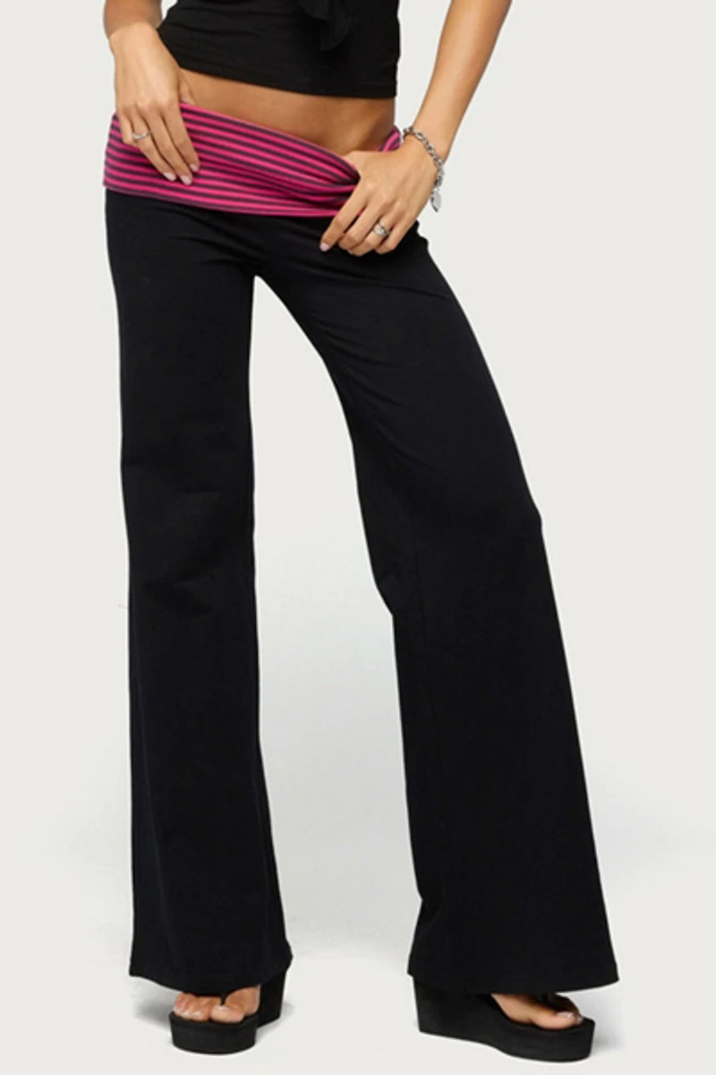 Edikted Maci Striped Foldover Pants
