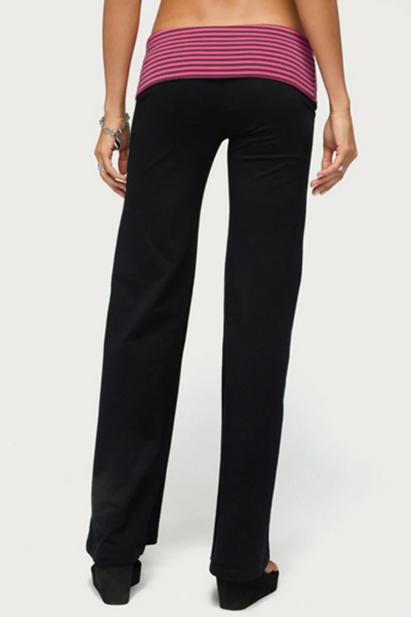Edikted Maci Striped Foldover Pants