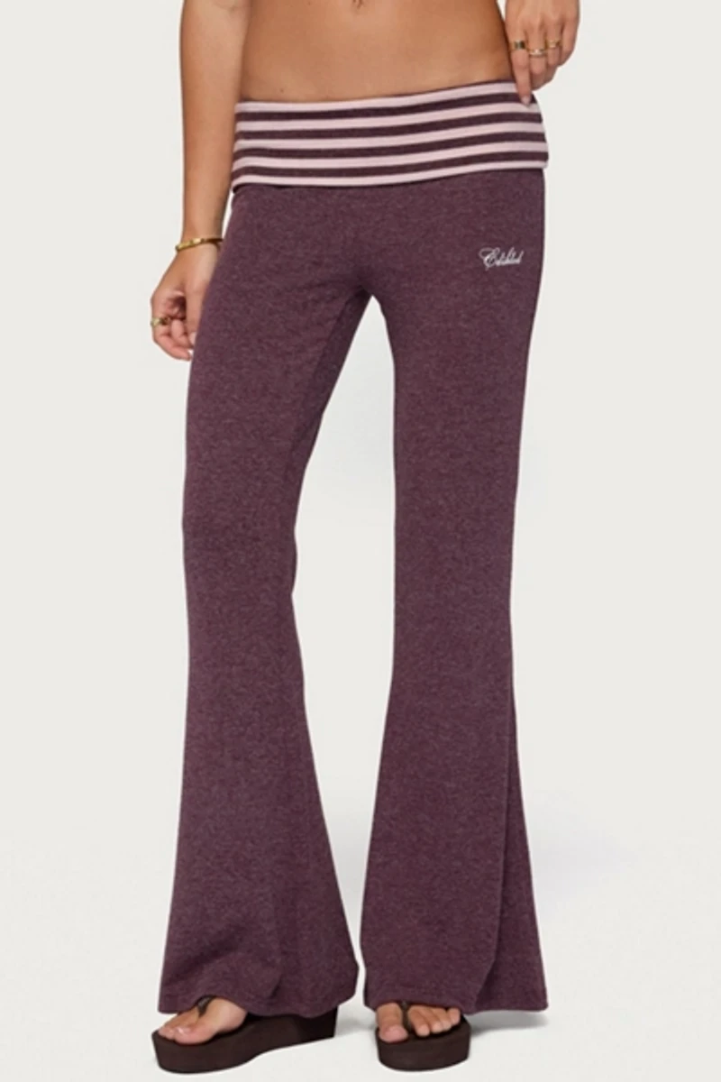 Edikted Stay Stripey Foldover Pants
