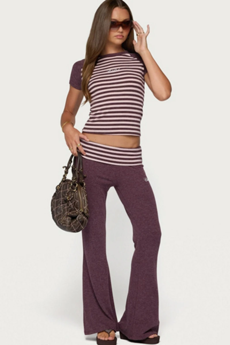 Edikted Stay Stripey Foldover Pants