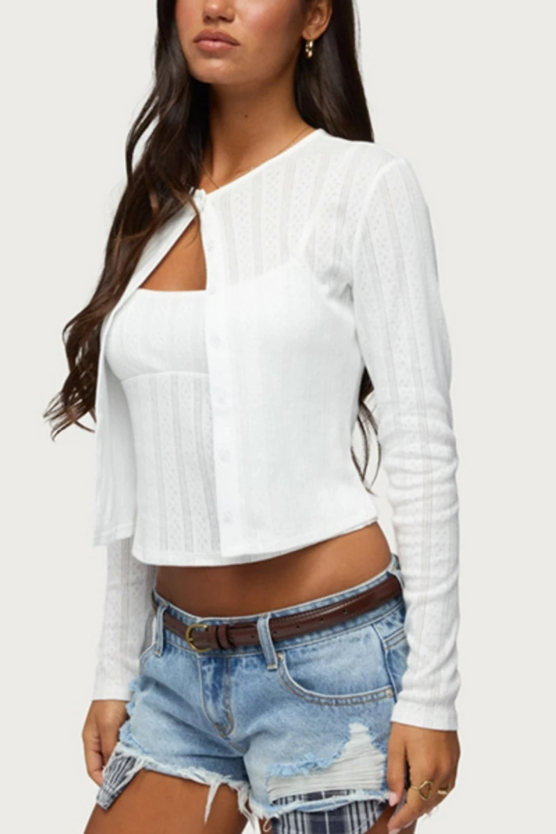 Edikted Adie Pointelle Cardigan