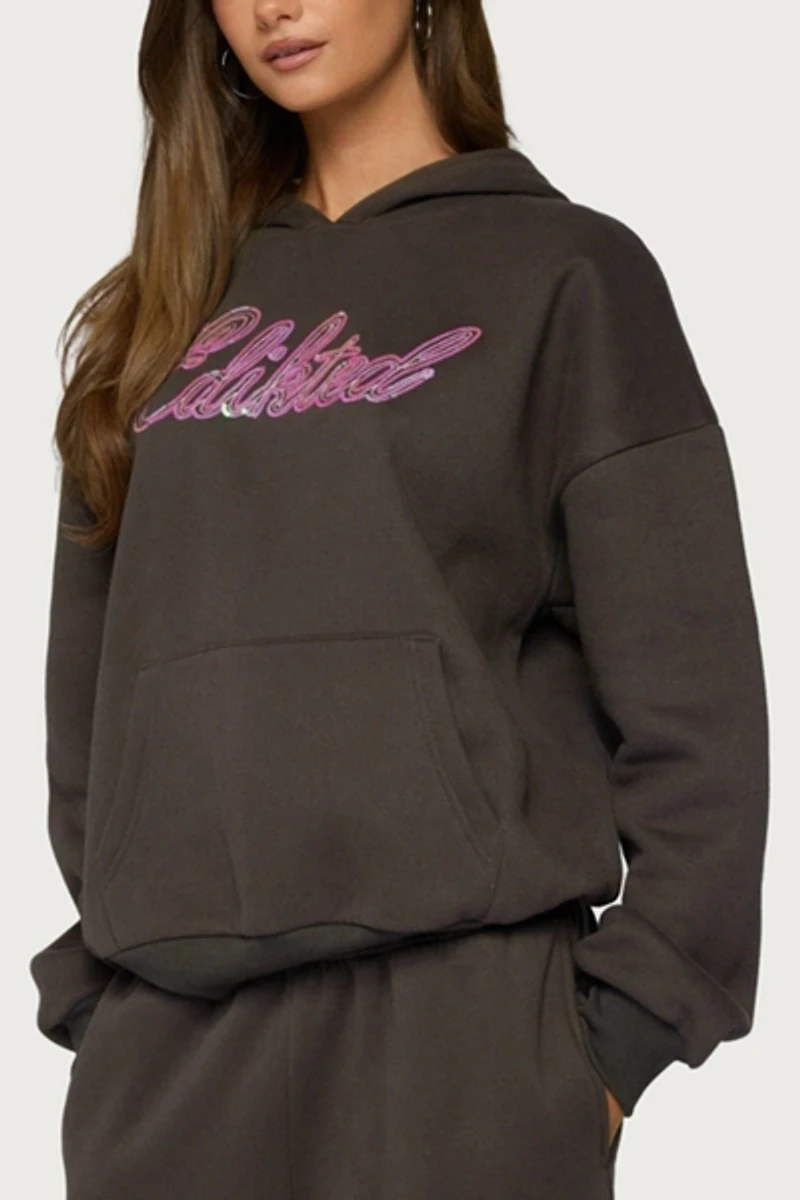 Edikted Always Sequin Hoodie
