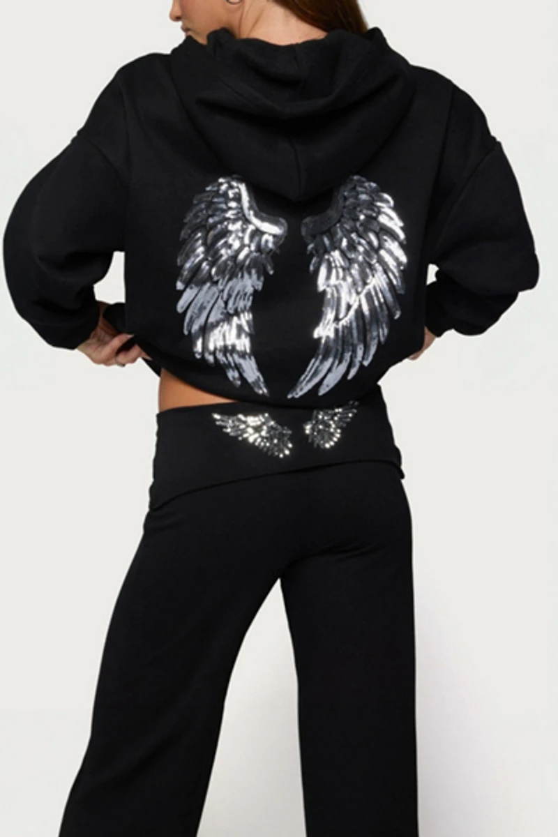 Edikted Angel Energy Sequin Hoodie