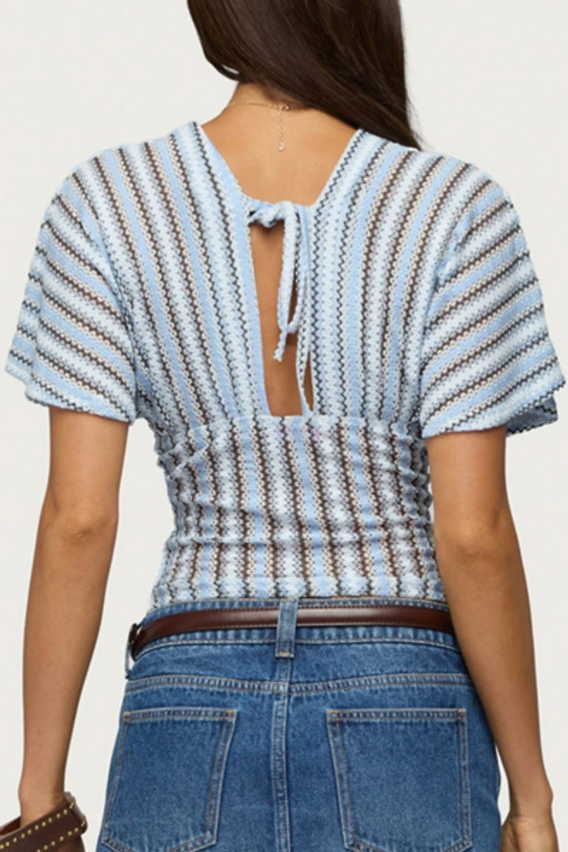Edikted Alwyn Flutter Crochet Zigzag Top
