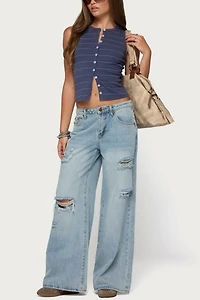 Edikted Brynne Striped Button Up Top