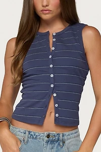 Edikted Brynne Striped Button Up Top