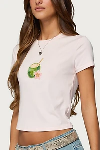 Edikted Coconut Beaded T Shirt