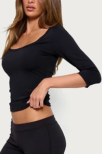 Edikted Desi Scoop Neck Three-Quarter Sleeve Top